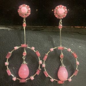 Vintage Verdome Pink Crystal & Glass Earrings screwback / clip BEAUTIFUL!!!